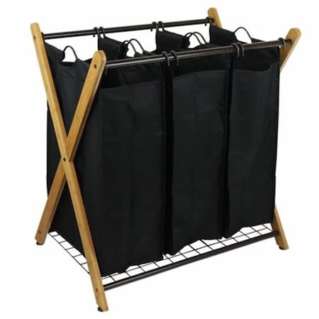 Oceanstar Oceanstar XBS1484 X-Frame Bamboo 3-Bag Laundry Sorter XBS1484